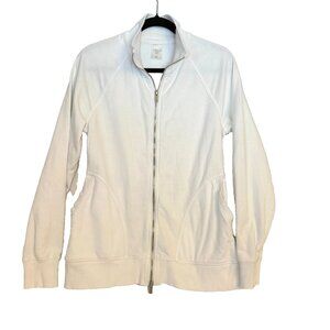 Calia Yoga SZ M White Zip Front Athletic Jacket/Sweatshirt Drawstring Cinch Back